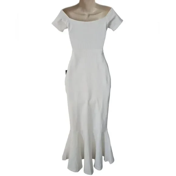 NWT Lulus How Much I Care Ivory Off-the-Shoulder Midi Dress - Picture 5 of 11